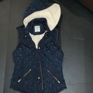 Navy girl/ woman vest.  navy & fluffy white in..
